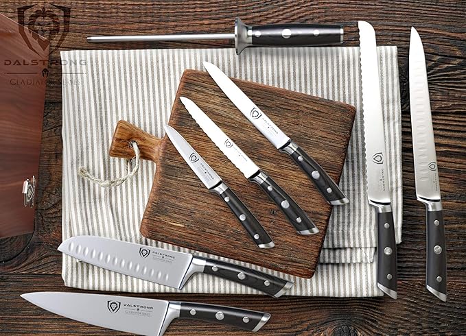 The Gladiator Series Elite 8-Piece Knife Block Set Gift Set Bundled with The Dalstrong Premium, Extra-Large Whetstone Kit - #6000/#1000 Grit with Stand