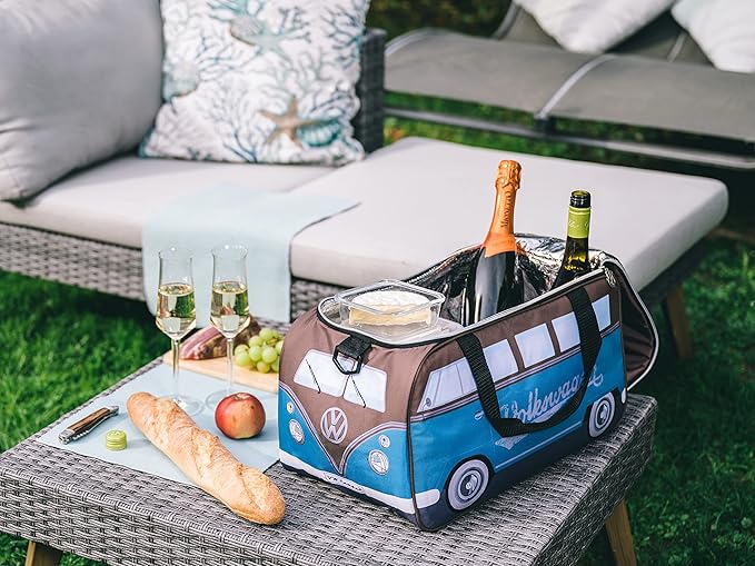 BRISA VW Collection - Volkswagen Insulated Cool-Warm Thermo Picnic Lunch Bag Box for Food in T1 Bus Design (25 Liters/6.6 Gallons)