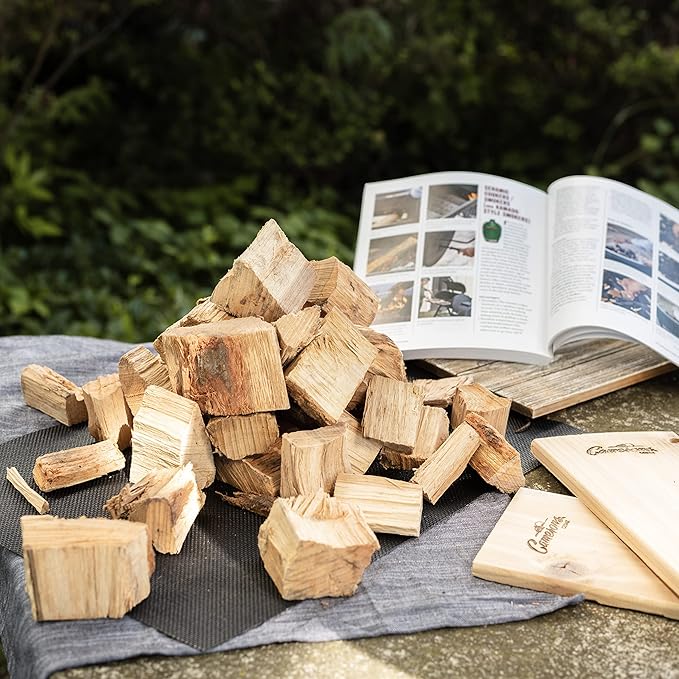 Camerons All Natural Hickory Wood Chunks for Smoking Meat - 420 Cu. In. Box, Approx 5 Pounds- Kiln Dried Large Cut BBQ Wood Chips for Smoker -Barbecue Chunks Smoker Accessories- Grilling Gifts for Men