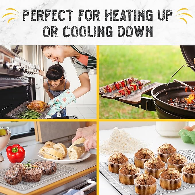 Checkered Chef Cooling Rack for Cooking and Baking - 11 ¾" x 17 Set of 2 Stainless Steel, Oven Safe Grid Wire Cookie Cooling Racks