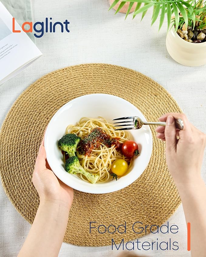 25OZ Cereal Soup Bowl Set of 4, Opal Glass 7.5 inch White Bowls for Ramen, Noodle, Salad, Fruit, Dishwasher and Microwave Safe