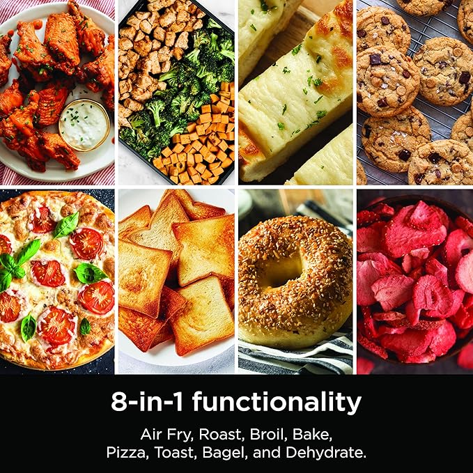 Ninja Flip Toaster Oven & Air Fryer, 8-in-1 Functionality, Flip Up for Storage Space, Large Capacity, Air Fry Basket, Wire Rack, Sheet Pan, Removable Crumb Tray, Stainless, 1800 Watts, SP151 (Renewed)