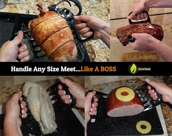 Cave Tools Meat Claws for Shredding Pulled Pork, Chicken, Turkey, and Beef- Handling & Carving Food - Barbecue Grill Accessories for Smoker, or Slow Cooker - Merlot