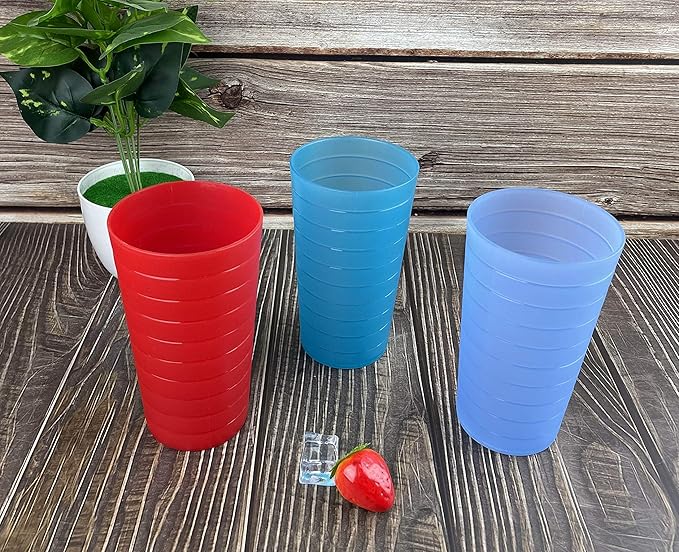 22-ounce Plastic Tumblers Unbreakable BPA Free Dishwasher Safe Set of 12 in Multicolors Reusable Drinking Cups