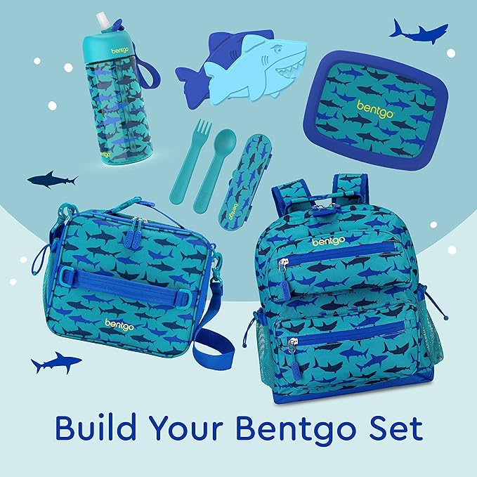 Bentgo Buddies Reusable Ice Packs - Slim Ice Packs for Lunch Boxes, Lunch Bags, and Coolers - Multicolored 4 Pack (Shark)