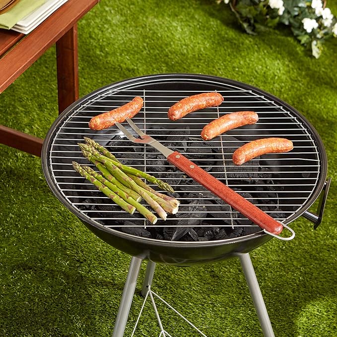 RSVP International Endurance (BQ-FRK) BBQ Grill Fork, 17.25" | Long Handle Keeps Hands Safe from Fire | Made from Stainless Steel & Rosewood