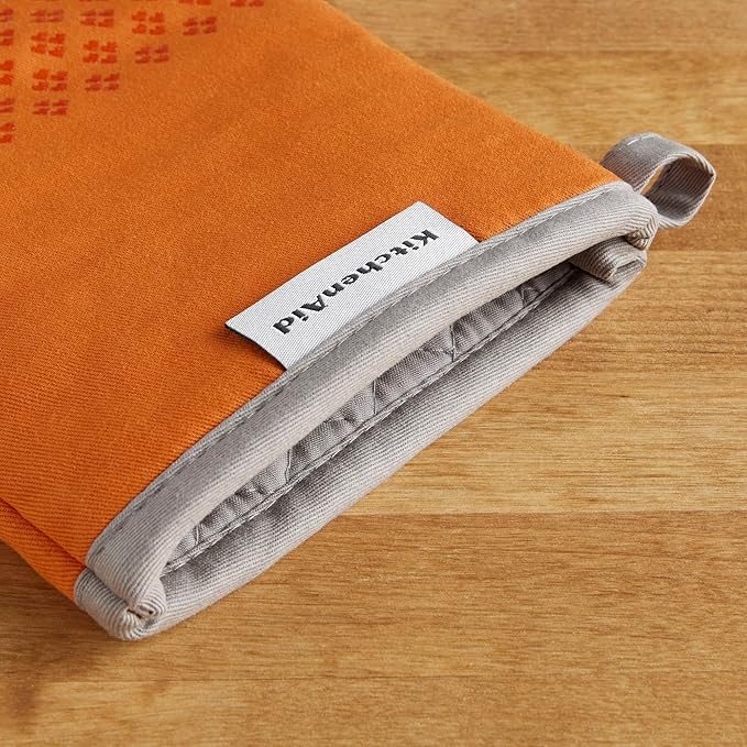KitchenAid Asteroid Oven Mitt Set, 7"x12.5", Honey Orange, 2 Piece
