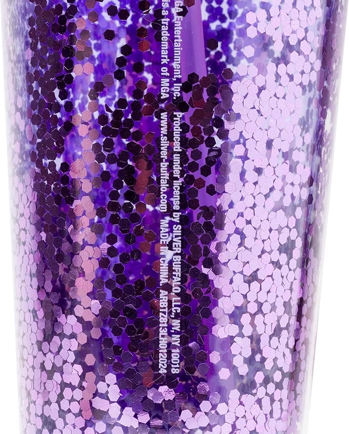 Silver Buffalo Bratz Drama Mama Featuring Cloe, Yasmin, Jade, and Sasha Plastic Confetti Cold Cup with Lid and Straw, 32 Ounces