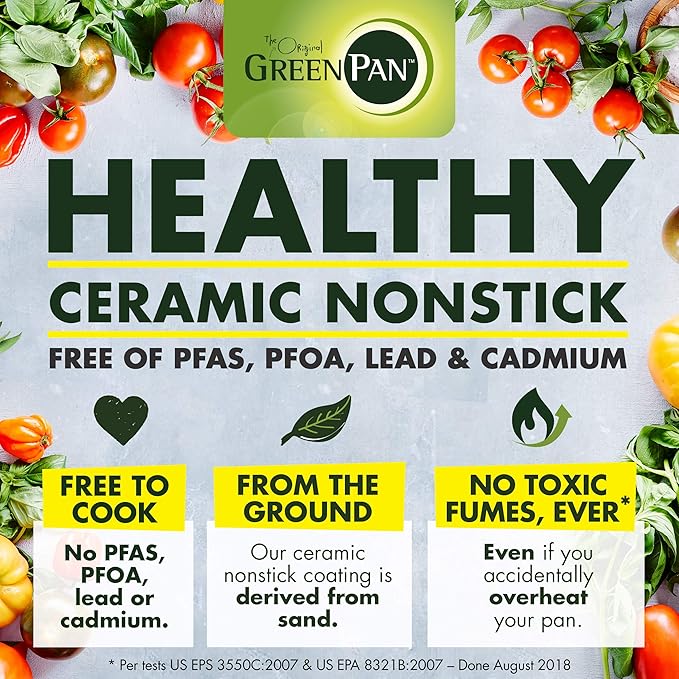 GreenPan Mini Healthy Ceramic Nonstick, 5" Round Egg Pan, PFAS-Free, Dishwasher Safe, Stay Cool Handle, Yellow