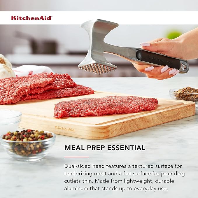 KitchenAid Gourmet Multi Sided Meat Tenderizer for Pounding Meats, Nuts, Shellfish, ect, Hang Hole for Easy Storage, Hand Wash, One Size, Black (Pack of 12)