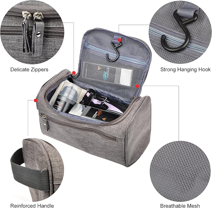 Vercord Mens Toiletry Bag Wash Travel Small Shaving Dop Kit Shower Bathroom - Image 3