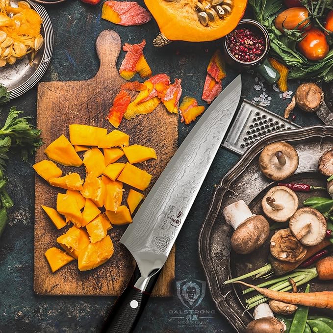 Dalstrong Chef Knife - 7 inch Blade - Shogun Series ELITE - Damascus - Japanese AUS-10V Super Steel - G10 Black Handle - Razor Sharp Kitchen Knife - Full Tang Cooking Chef's Knife - Sheath