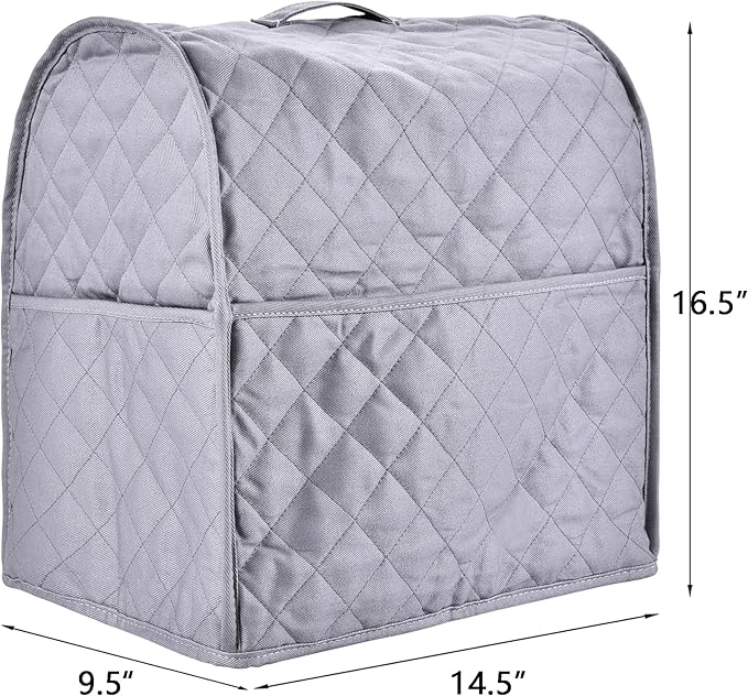 Stand Mixer Cover compatible with Kitchenaid Mixer, Fits All Tilt Head & Bowl Lift Models,Pure Cottot,Fine, Soft, Not Easy to Fade, Not Easy To Pilling (Grey, Fits for 6-8 Quart)