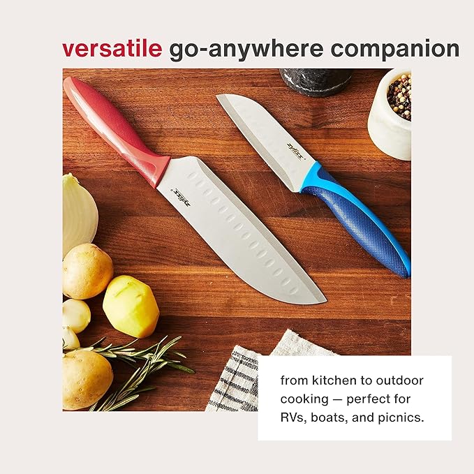 ZYLISS 2 Piece Santoku Knife Set with Sheath Covers, Stainless Steel