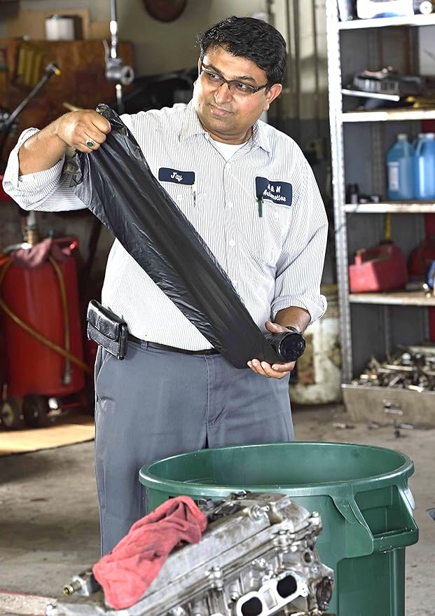 Aluf Plastics RCT-45X Star Sealed Coreless Rolls with E-Z Tie Flap Closure, 45 gal, Polyethylene, 40" x 46", Black (Pack of 100)