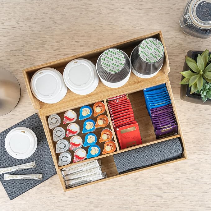 Restaurantware Coffee Cup Organizer 15 x 14.25 x 9.25 Inch Multipurpose Bamboo - Image 9