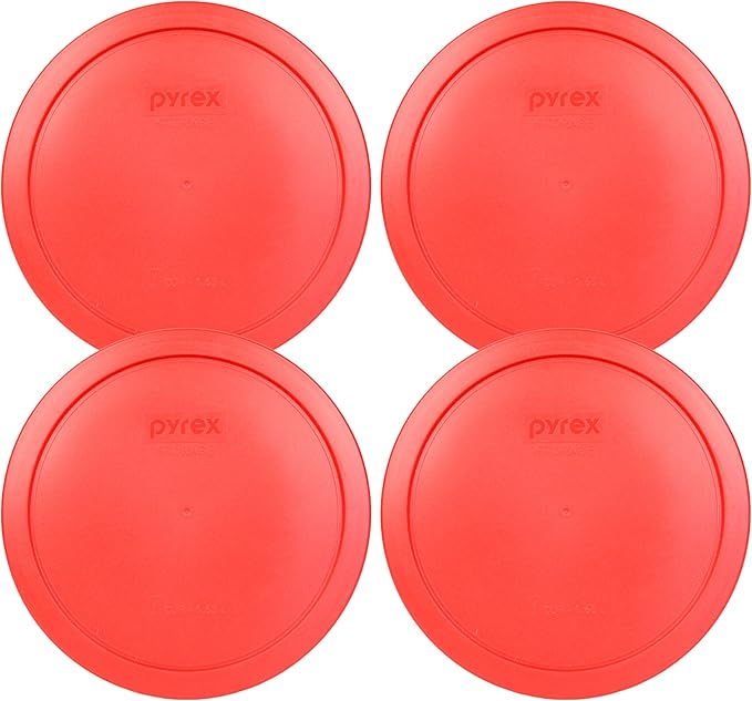 Pyrex 7402-PC 6/7 Cup Red BPA-Free Plastic Lid (4-Pack) - Made in USA