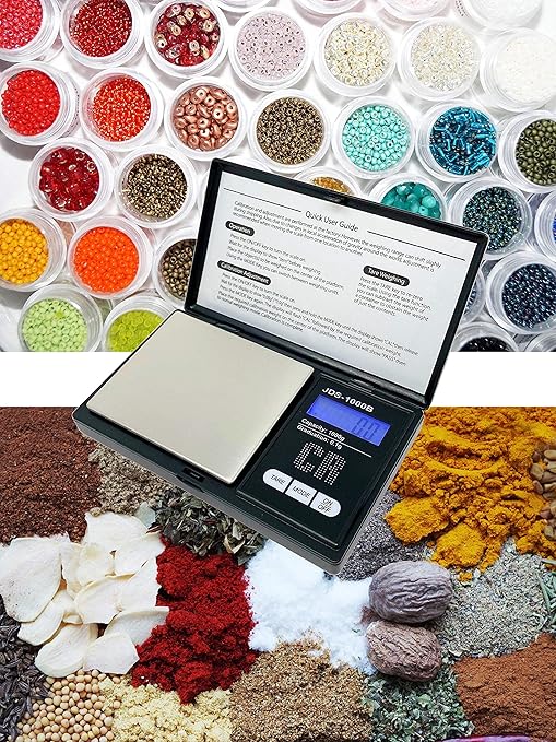 CR Premium Digital Food Scale - 1000g by 0.1g, Portable & Black (JDS-1000B) (Battery Included)