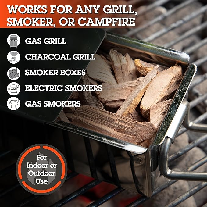 Camerons All Natural Maple Wood Chips for Smoker - 260 Cu. In. Bag, Approx 2 Pounds- Kiln Dried Coarse Cut BBQ Grill Wood Chips for Smoking Meats - Barbecue Smoker Accessories - Grilling Gifts for Men