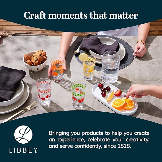 Libbey Fruit Juice Glasses, Heavy Base Glasses Drinking Set of 8, Breakfast Juice Cups, Everyday Clear Drinking Glasses for Cold Drinks