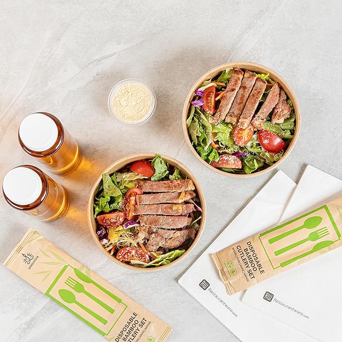 Restaurantware Paper Food Containers 200 Pack Of 17 oz Disposable Round Kraft Salad Bowls BPI-Certified Compostable Stackable Greaseproof Meal Prep Take Out Containers For Soups, Snacks And Desserts