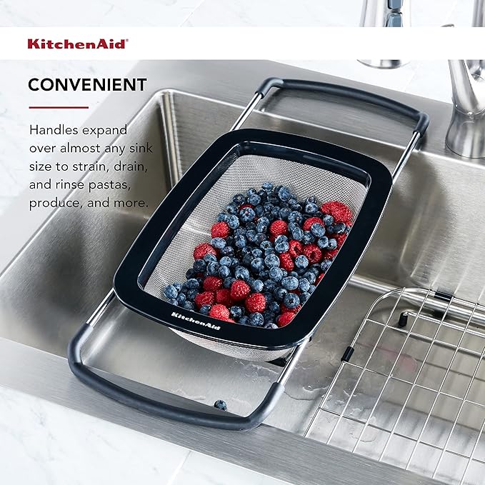 KitchenAid Expandable Stainless Steel Colander, Black