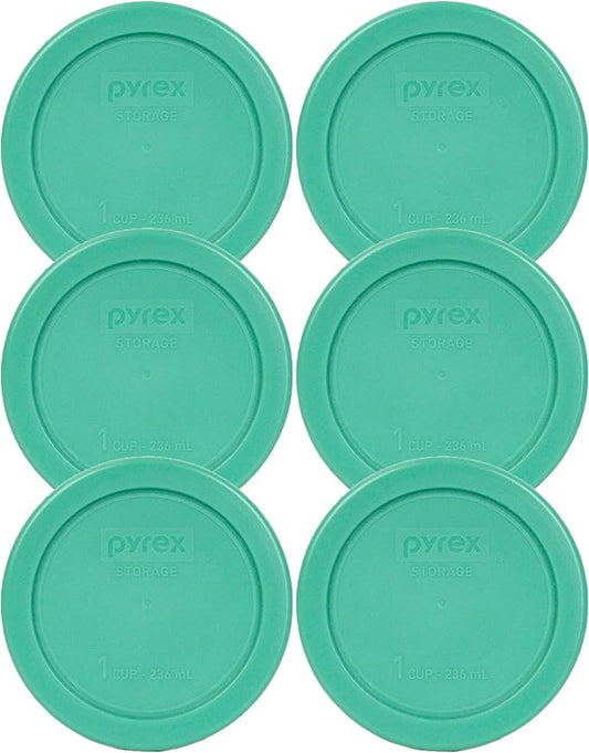 Pyrex 7202-PC 1-Cup Green Food Storage Replacement Lid (6 Pack) - Made in USA