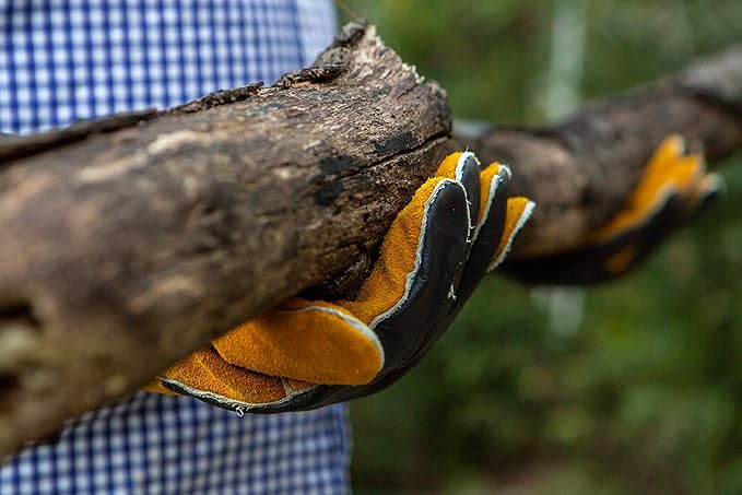 G & F Products Premium Leather Heat-Resistant Gloves – BBQ, Fireplace – Puncture, Cut, and Fire Protection with Cotton Lining and Kevlar Stitch – Durable Suede and Cowhide Leather