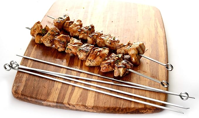 Norpro 14-Inch Stainless Steel Skewers, Set of 6, Silver (Pack of 2)