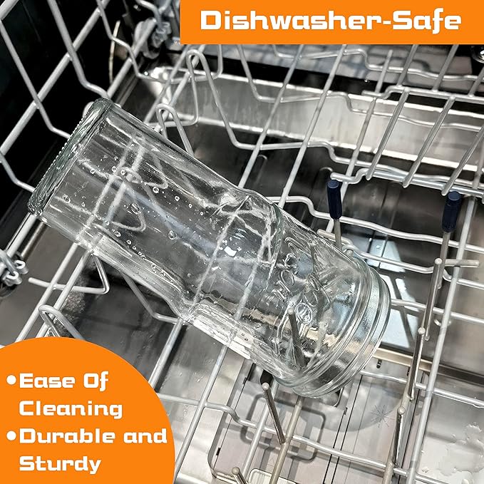 ANOTION Glass Cups with Lids and Straws 4 Packs, 24oz Travel Coffee Mug Bamboo Mason Jar Valentines Party Drinking Jars Glasses Cute Clear Glass Tumbler for Iced Coffee, Smoothie, Tea, Water