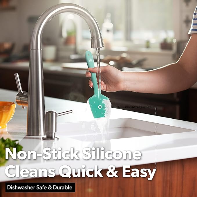 DI ORO Silicone Spatula - 600°F Heat-Resistant Rubber Kitchen Spatula for Baking, Scraping, & Mixing - BPA Free Nonstick Cookware Safe Flexible Utensil for Cooking - Seamless & Dishwasher Safe (Mint)