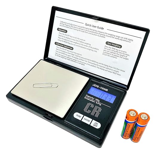 CR Scale Premium Digital Food Scale - 100g by 0.01g, Black, Portable (JDS-100B) (Battery Included)