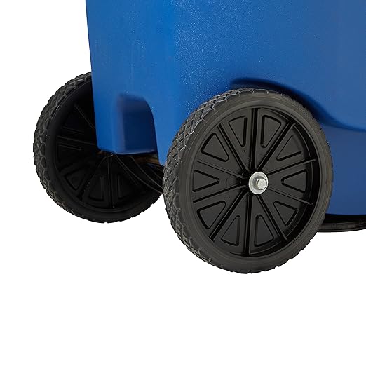 Rubbermaid Commercial Products BRUTE Rollout Trash/Garbage Can/Bin with Wheels, 95 Gal, Blue, for Restaurants/Hospitals/Offices/Back of House/Warehouses/Home