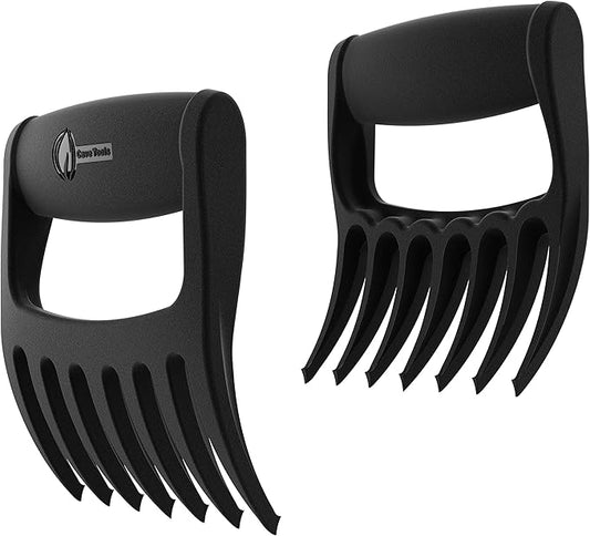 Cave Tools Talon-Tipped Meat Claws for Shredding Pulled Pork, Chicken, Turkey, and Beef- Handling & Carving Food - Barbecue Grill Accessories for Smoker, or Slow Cooker - Black Metal Grip