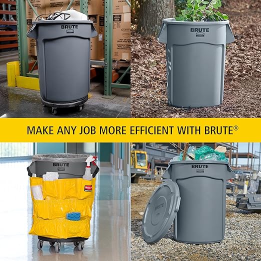 Rubbermaid Commercial Products BRUTE Heavy-Duty Round Trash/Garbage Can, 20-Gallon, Blue, Outdoor Waste Container for Landscapers/Construction/Restaurants/Back of House/Offices/Warehouses