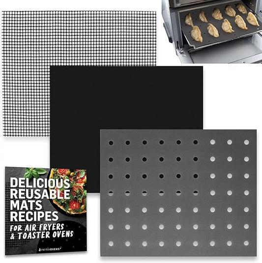 Reusable Liners for Toaster Oven Air Fryer 10 x 12 Accessories Compatible with Cuisinart, Ninja, Kitchenaid, Kalorik + More, Easy Clean Replacement for Parchment Paper Liners for Countertop Oven
