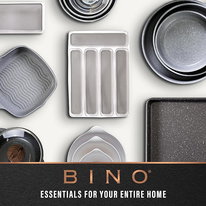 BINO | Woven Plastic Basket | Small (Natural Grey), 5-Pack | THE JUTE COLLECTION | Home Organization, Space - Saving Storage, Stylish Design | Jute Basket | Plastic Storage Basket