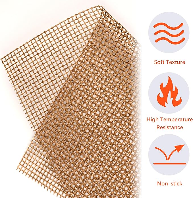 OSVINO Beige Grill Mesh Mat 5 Pack Reusable Non-Stick BBQ Grill Mats 16"x12" Outdoor Barbecue Baking Accessories Works on Gas Charcoal Electric Grill for Grilling Meat, Fish, Steak, Vegetables
