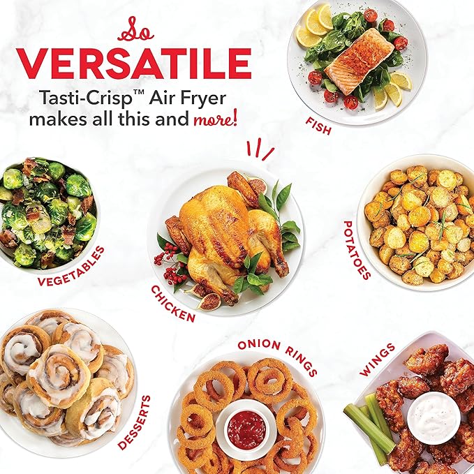 DASH Tasti-Crisp™ Electric Air Fryer Oven, 6 Qt. Family Size, Aqua – Compact Air Fryer with Large Basket for Healthier Food in Minutes, Ideal for Small Spaces - Auto Shut Off, Analog, 1700-Watt