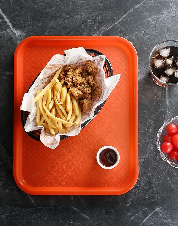 New Star Foodservice Fast Food Tray, Set of 12 (Orange, 10 by 14 Inch)