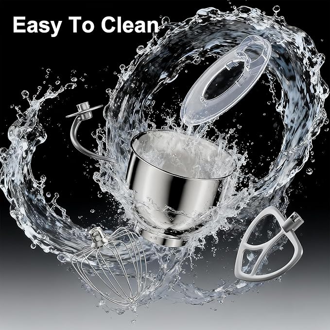 8.45 QT All Metal Dough Mixer,10 Speed Large Capacity Kitchen Stand Mixer with Digital Timer & Tilt-Head, Electric Mixer with Whisk Dough Hook Mixing Beater for Baking,Cakes,Cookie,Bread,Salad(White)