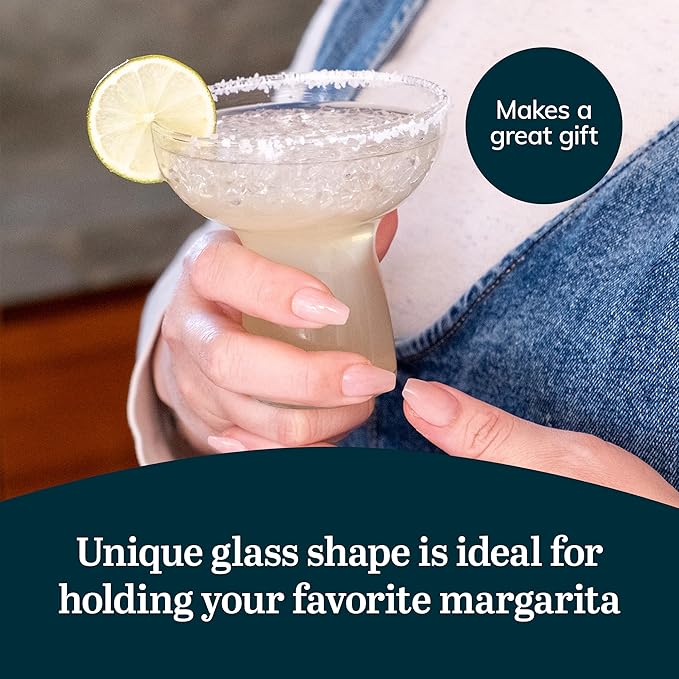 Libbey Stemless Margarita Glasses Set of 6, 10.25 ounces Classic Margarita Glasses Lightweight, Fancy Glassware Set for Celebrations