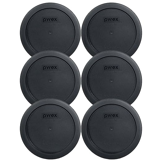 Pyrex 7201-PC 4 Cup Round Storage Cover for Glass Bowls (6, Black)