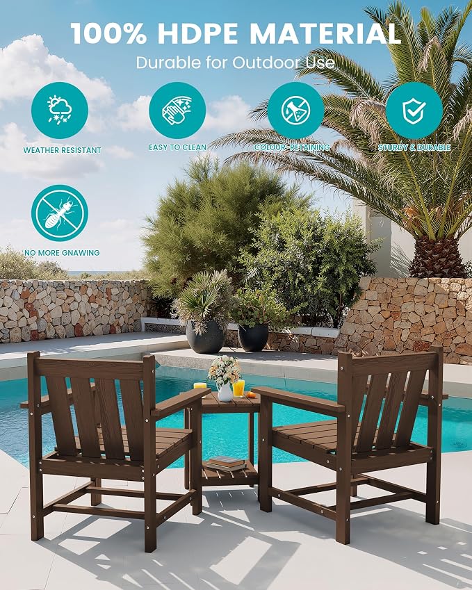 SEWRWALL Patio Furniture Set, HDPE Material All Weather Use Adirondack Chair Set - Image 7