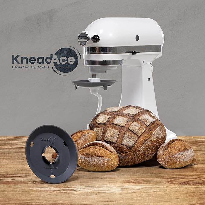 KneadAce Dough Hook Shield For Kitchen Aid - Prevents Your Dough from Climbing Up and Clogging Up Your Mixer – Mess Free Mixer Accessory Compatible With Most KitchenAid C Shape Dough Hooks (White)