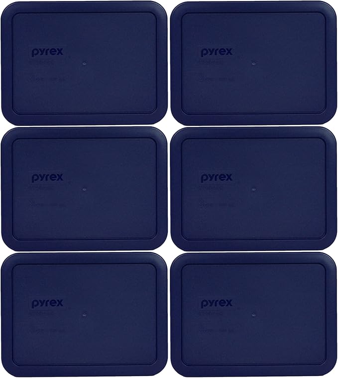 Pyrex 7210-PC 3-Cup Blue Food Storage Replacement Lid (6-Pack) - Made in USA