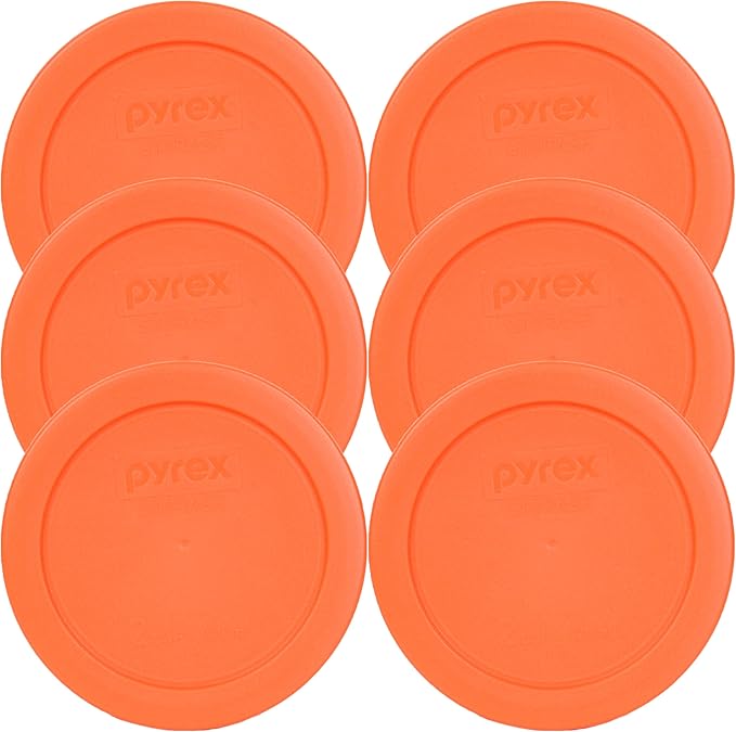 Pyrex 7200-PC 2-Cup Orange Food Storage Replacement Lid (6-Pack) - Made in USA