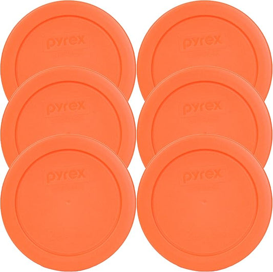 Pyrex 7200-PC 2-Cup Orange Food Storage Replacement Lid (6-Pack) - Made in USA