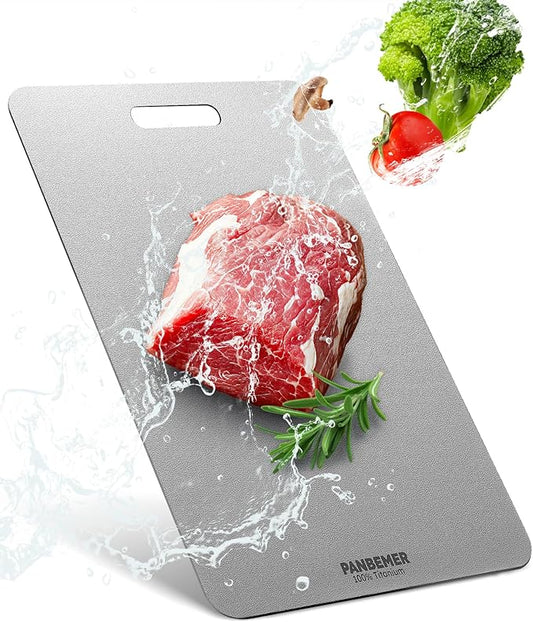 Titanium Cutting Board, Food Grade 100% Pure Titanium Cutting Boards for Kitchen, Non-Toxic Double-Sided Chopping Board, Dishwasher Safe, Easy to Clean – 16 x 12 Inch