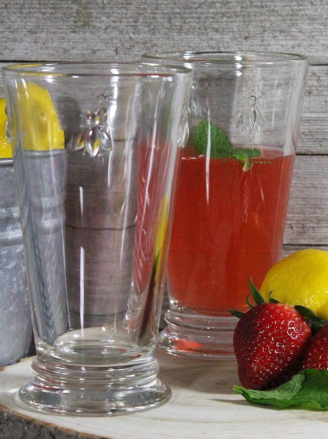 La Rochere Napoleon Bee Double Old Fashioned Tumbler Set of 6 – La Rochere Bee Glassware Sets – Fancy Glassware Drinking Glasses (15 oz)